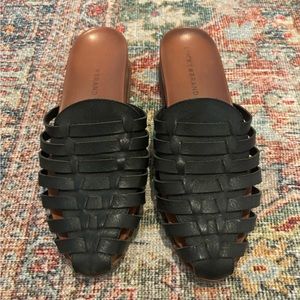 Lucky Black Moccasin Slides
